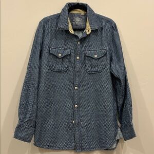 True Grit Navy and Beige Button-Up Shirt